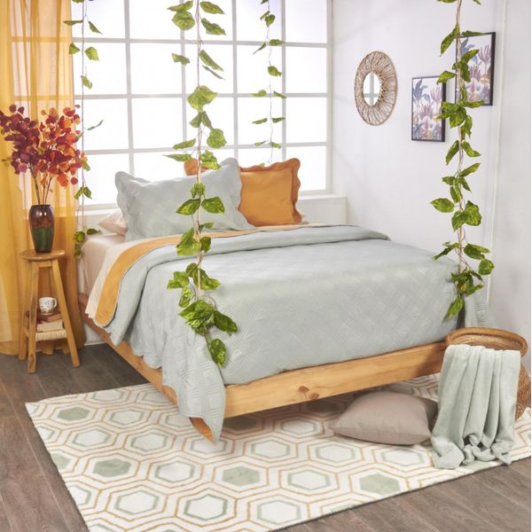 Cubrelecho bicolor verde salvia/miel - almacenesbrissa