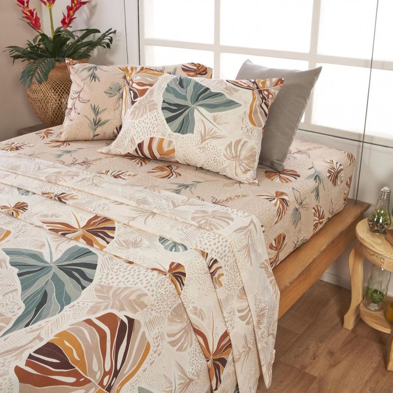 Two models wearing women's black cotton crewneck tee and off-white cotton crewneck tee.