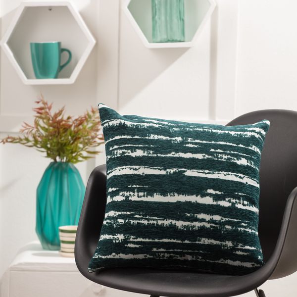 COJIN-CHENILLE-RAYAS-43x43-CM-VERDE-OSCURO